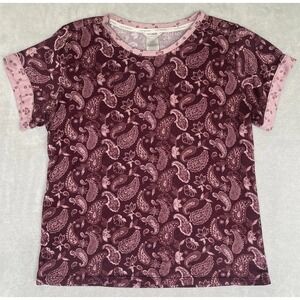 Lucky Brand Shirt Womens S Purple Paisley Soft Pajama Feminine Cozy Stretchy‎